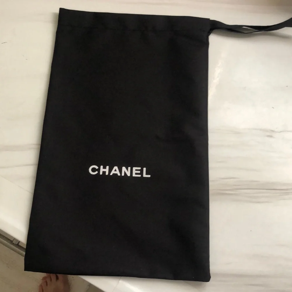 CHANEL Black Dust Bag with White Logo